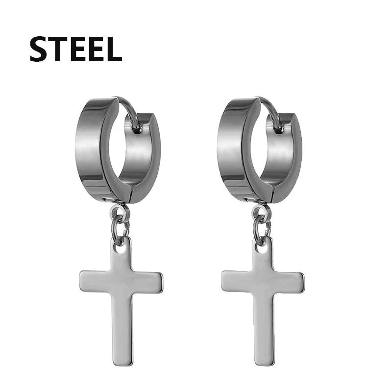 ✝️ Axell Cross Hoop Earrings – Strength with Style