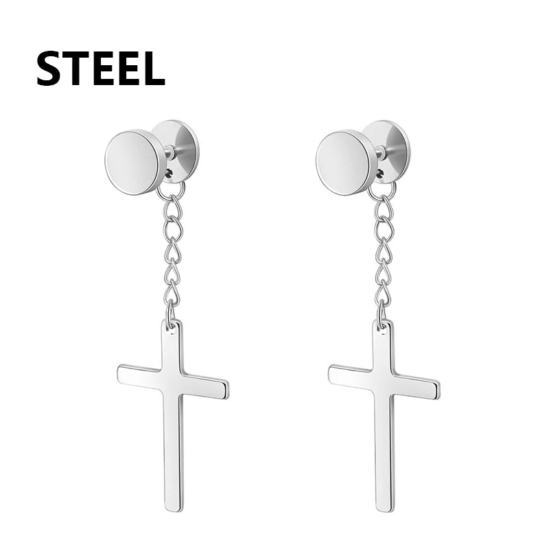 ✝️ Axell Cross Hoop Earrings – Strength with Style