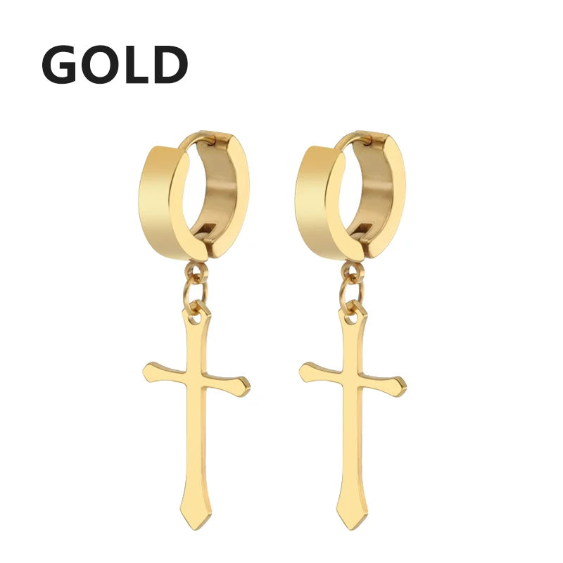 ✝️ Axell Cross Hoop Earrings – Strength with Style