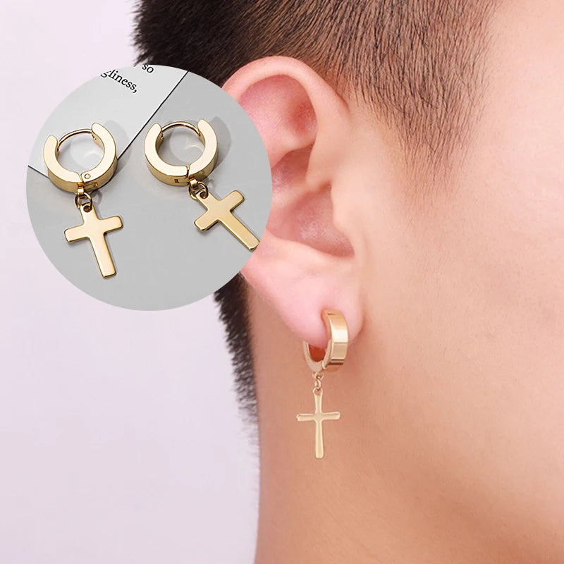 ✝️ Axell Cross Hoop Earrings – Strength with Style