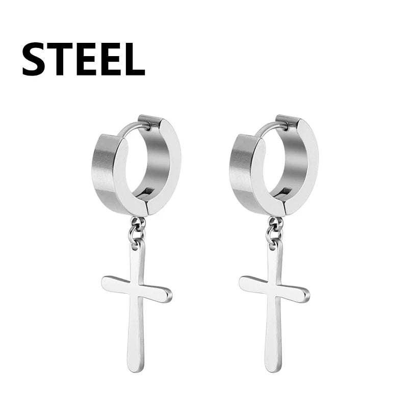 ✝️ Axell Cross Hoop Earrings – Strength with Style