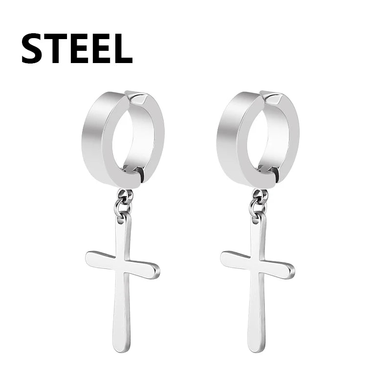 ✝️ Axell Cross Hoop Earrings – Strength with Style