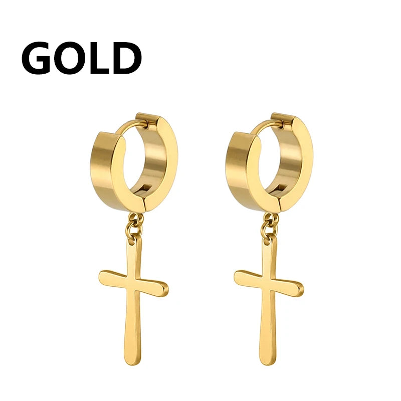 ✝️ Axell Cross Hoop Earrings – Strength with Style