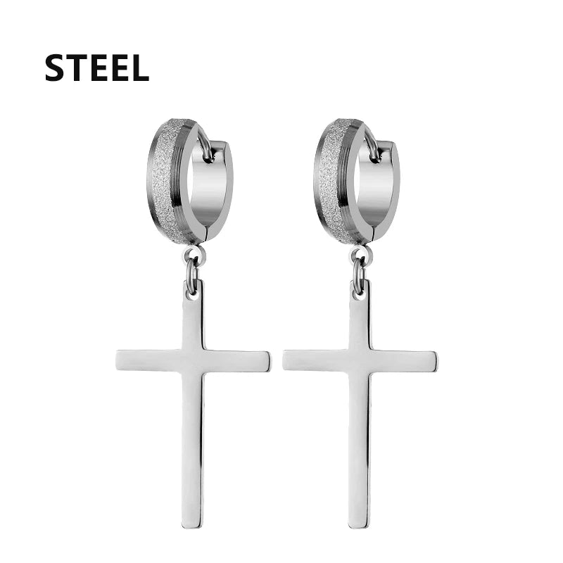 ✝️ Axell Cross Hoop Earrings – Strength with Style