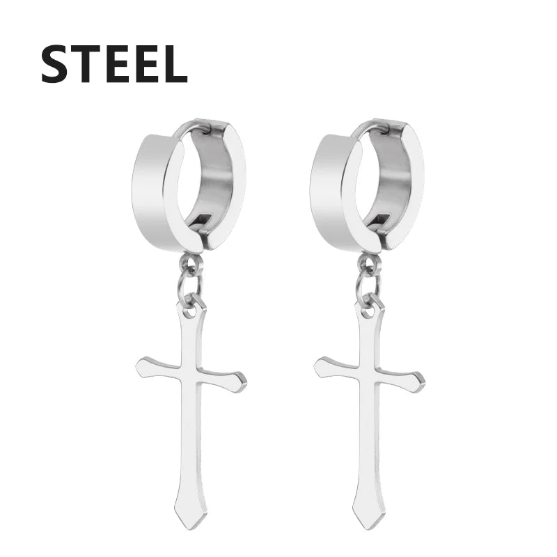 ✝️ Axell Cross Hoop Earrings – Strength with Style