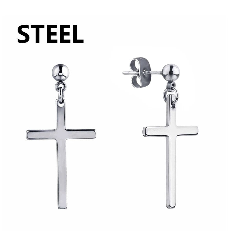 ✝️ Axell Cross Hoop Earrings – Strength with Style