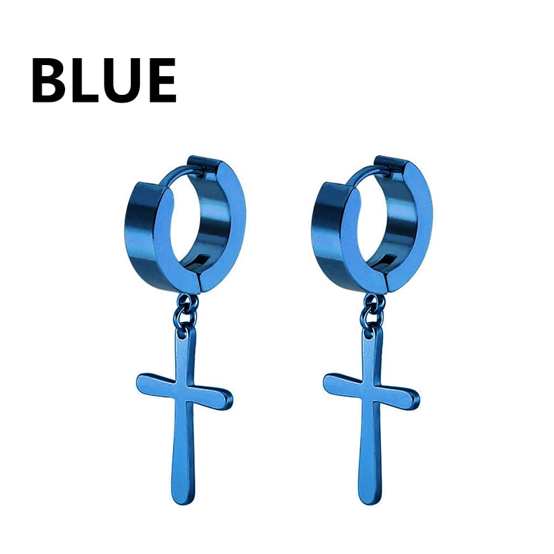 ✝️ Axell Cross Hoop Earrings – Strength with Style