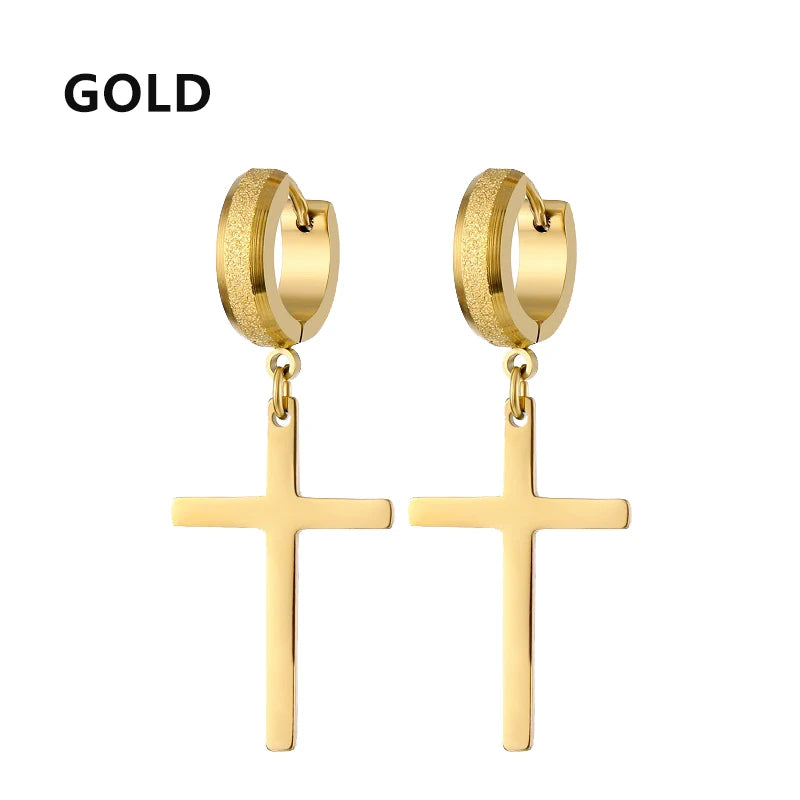 ✝️ Axell Cross Hoop Earrings – Strength with Style