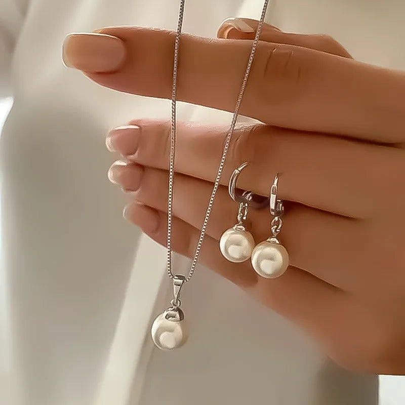 🌸 Fashion Pearl Jewelry Set – Grace in Every Detail